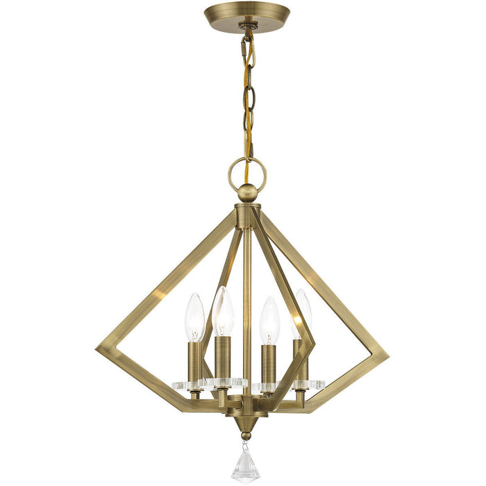 19" Four Light Dimmable Chandelier With Shades - Antiqued Brass