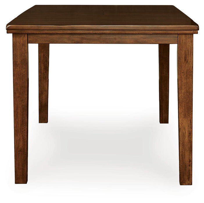 Signature Design by Ashley Ralene dining room counter table with a sleek wooden surface and modern metal legs.