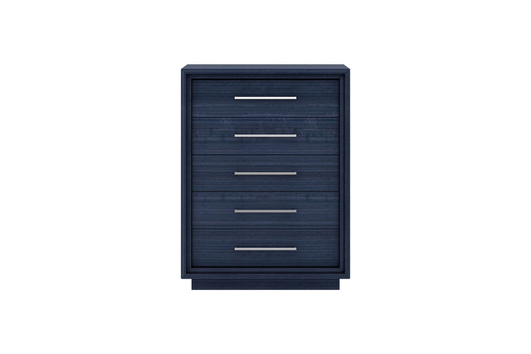 36" Wood Five Drawer Gentlemens Chest - Blue