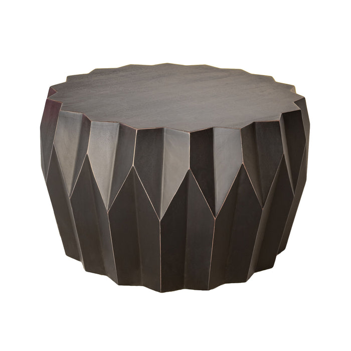 Solid Wood Round Distressed Coffee Table - Black