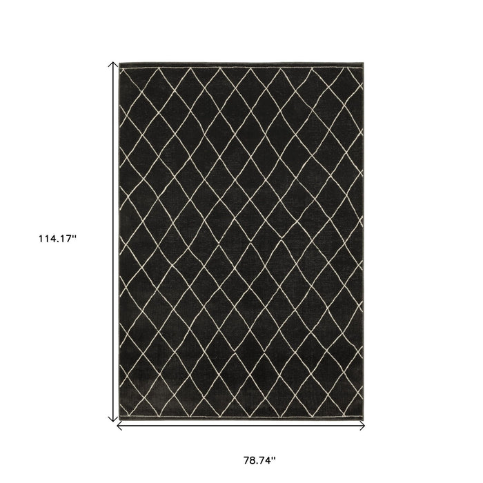 7' X 10' Trellis Area Rug - Charcoal And Ivory