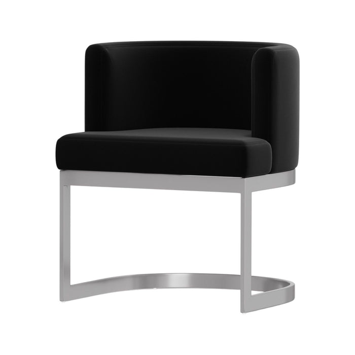Upholstered Fabric Wing Back Dining Side Chair - Black / Silver