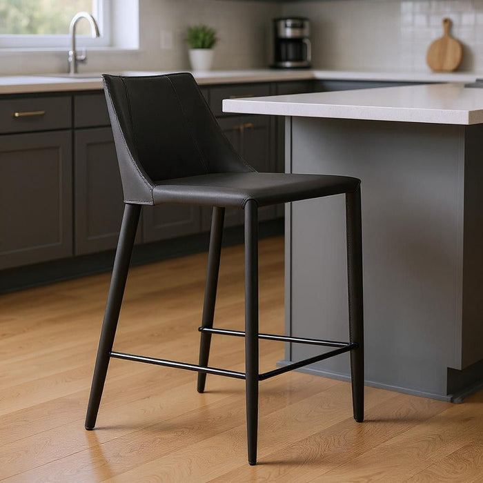 Steel Low Back Counter Height Bar Chair - Black