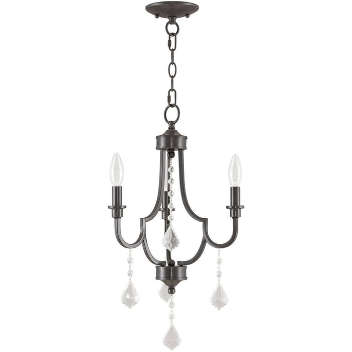 22'' Three Light Dimmable Chandelier With Shades - Bronze