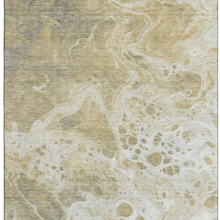 10' X 14' Abstract Washable Area Rug With UV Protection (697734) - Gold / Beige / Ivory