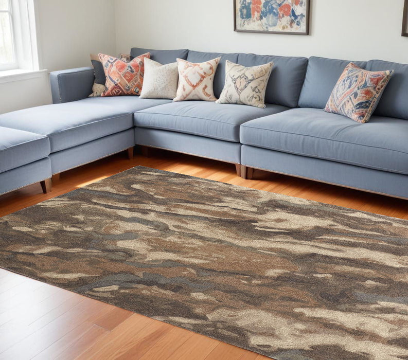 9' x 12' Wool Abstract Hand Tufted Area Rug - Green And Ivory