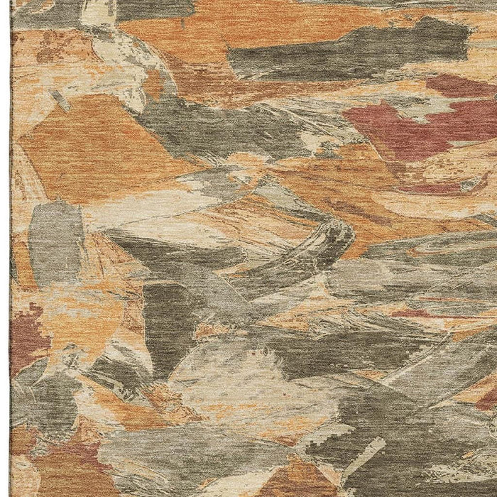10' X 14' Abstract Washable Area Rug With UV Protection (693114) - Copper / Gray / Taupe