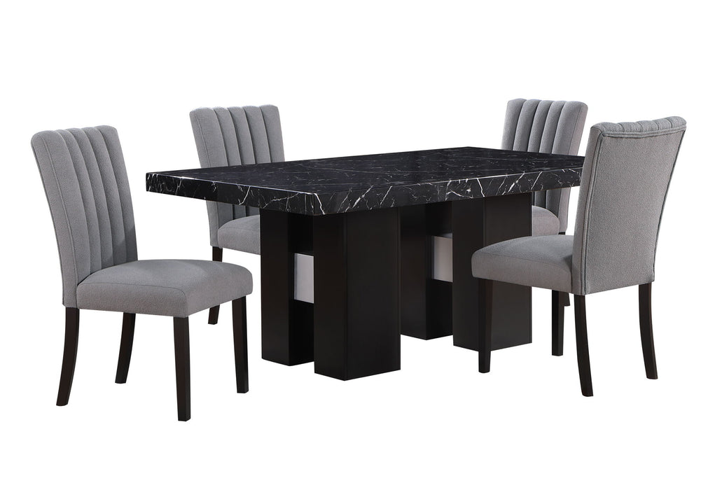5 Piece Dining Room Set (D03 Dining Table And 4 D8685 Dining Chairs) - Gray / Black