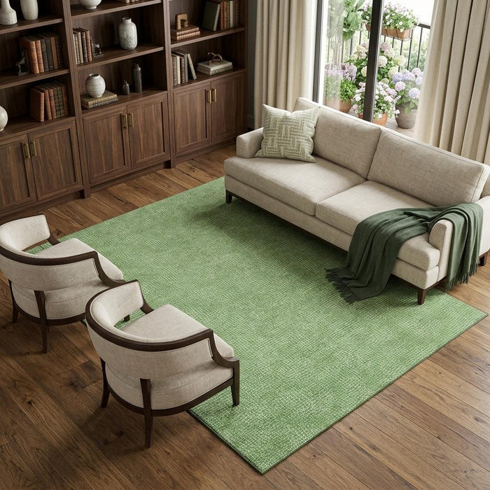 10' X 14' Geometric Washable Area Rug With UV Protection (682853) - Green / Ivory