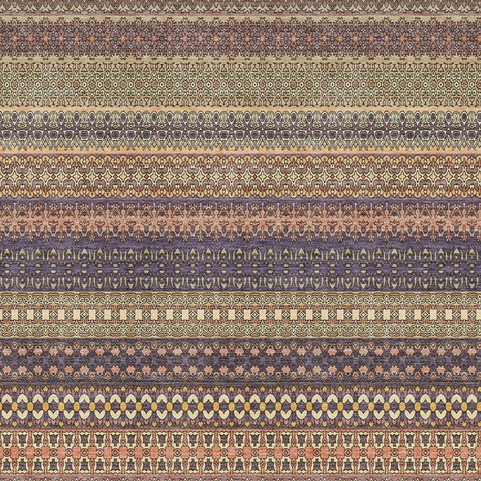 9' X 12' Striped Washable Area Rug With UV Protection (647541) - Rust / Purple