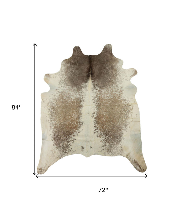 6' x 7' Cowhide Hand Knotted Area Rug - Brown And White
