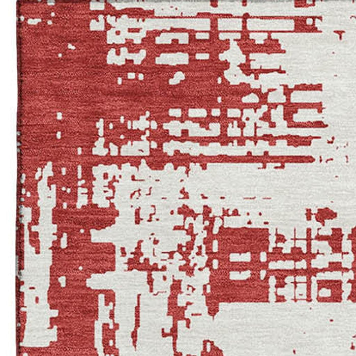 10' X 14' Abstract Washable Area Rug With UV Protection (671180) - Red / Ivory