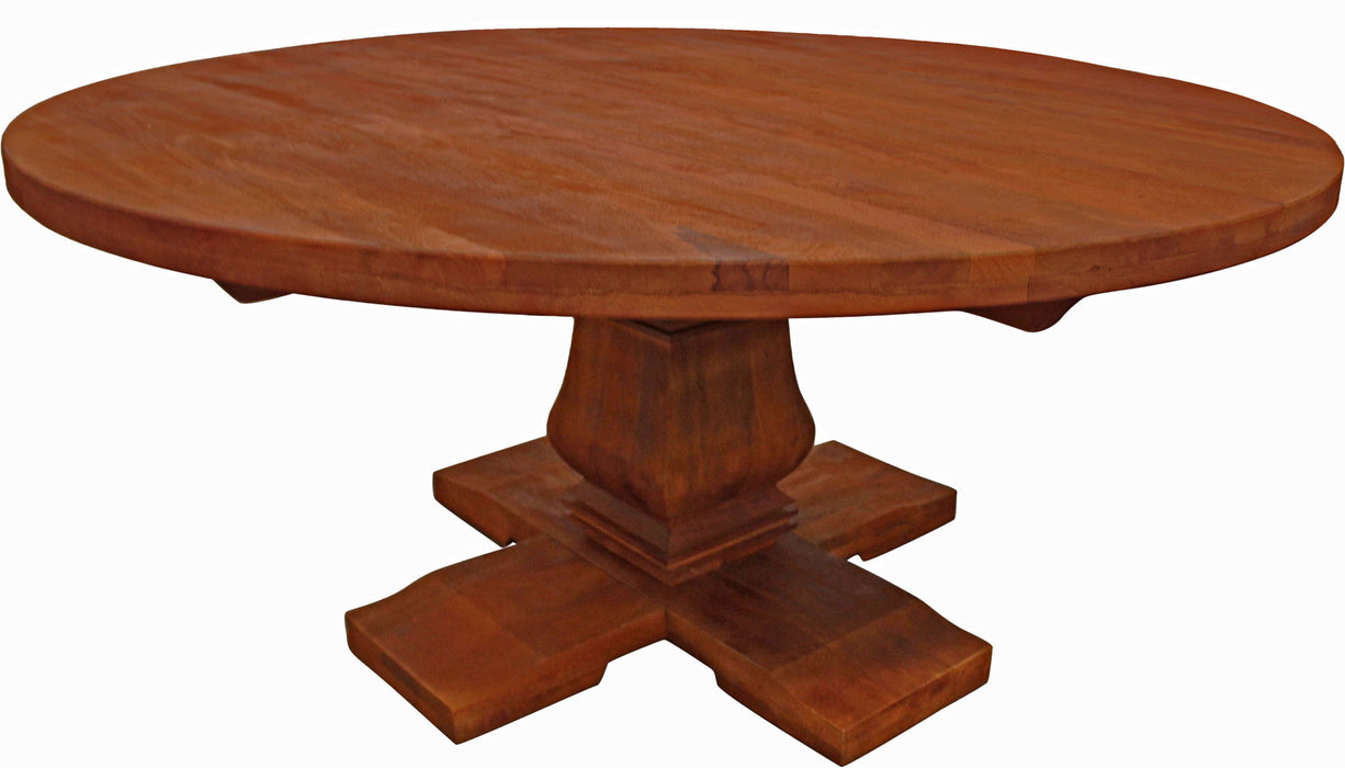 70" Rounded Solid Wood Dining Table - Brown