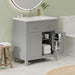 Giga bathroom vanity with ceramic sink, modern single cabinet featuring two doors, a shelf, and soft-close mechanism