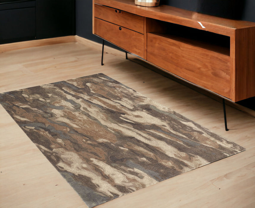 4' x 6' Wool Abstract Hand Tufted Area Rug - Green And Ivory