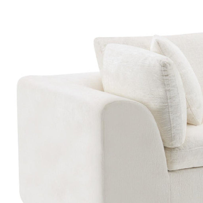 Chenille Modular Sofa Chaise With Ottoman Toss Pillows (725203) - Beige
