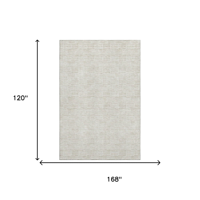 10' X 14' Abstract Geometric Washable Area Rug With UV Protection (672989) - Ivory / Beige
