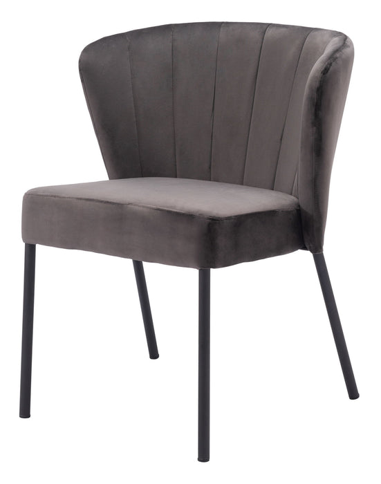 Tufted Upholstered Velvet Dining Side Chairs (Set of 2) - Gray / Black