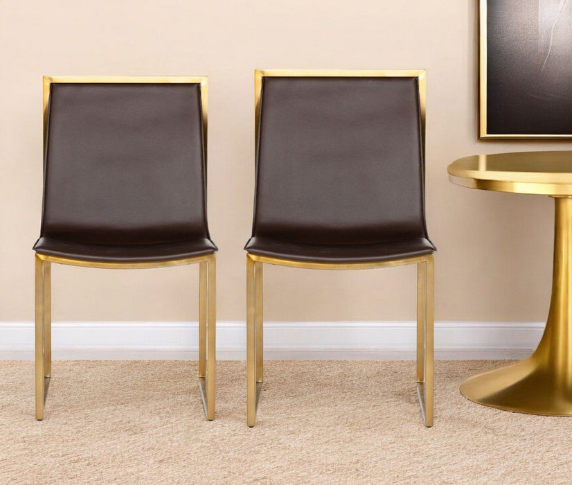 Upholstered Faux Leather Dining Chairs (Set of 2) - Brown