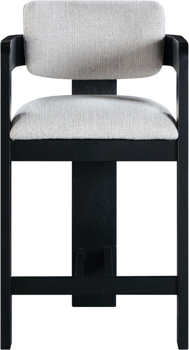 Sacha - Linen Stool With Black Base