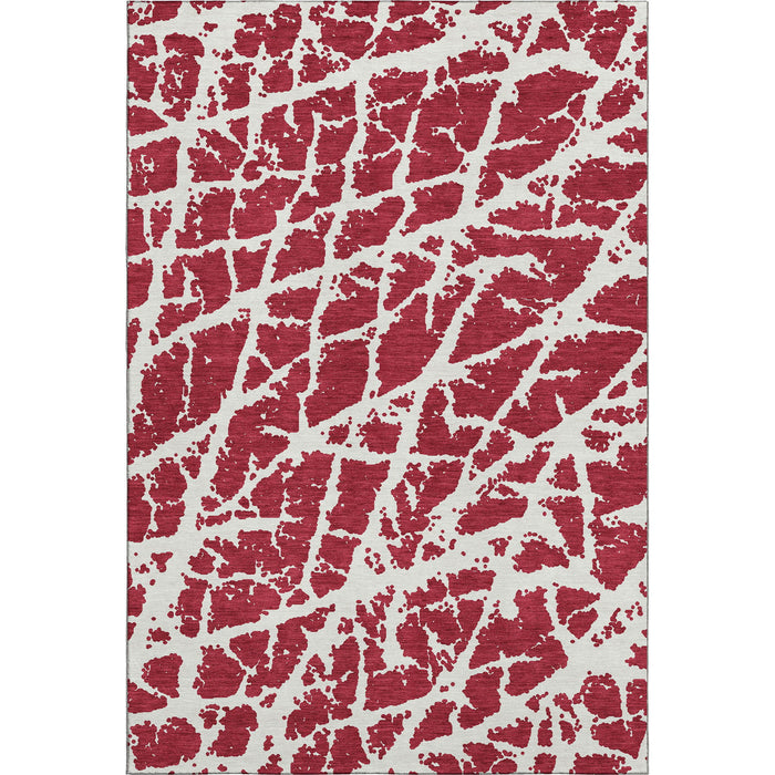 8' X 10' Abstract Washable Area Rug With UV Protection (646588) - Red / Ivory