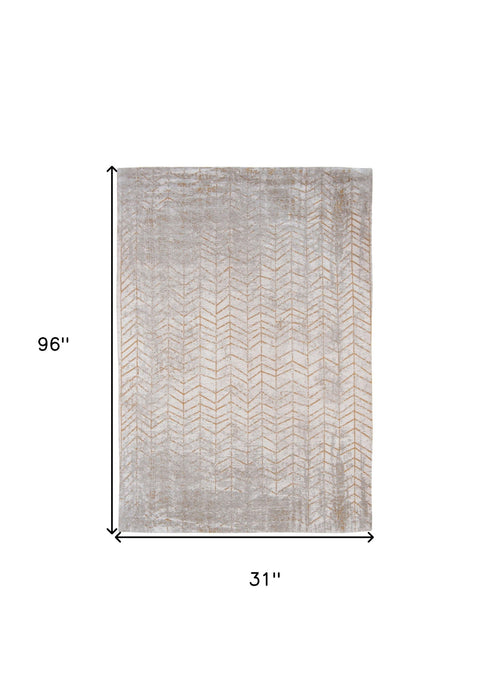 10' Chevron Non Skid Area Rug - Gray And Yellow