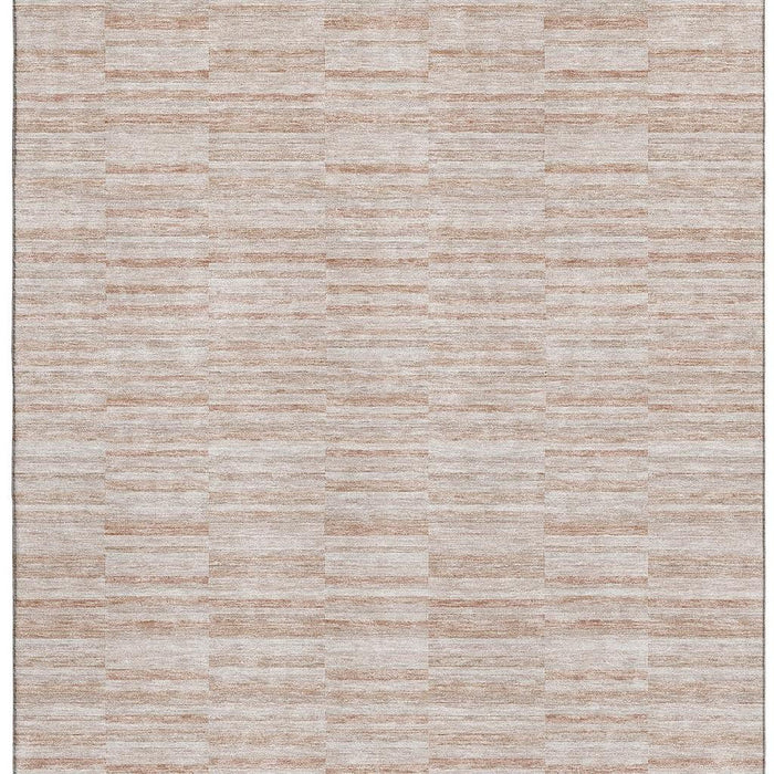 10' X 14' Striped Washable Area Rug With UV Protection - Salmon And Beige