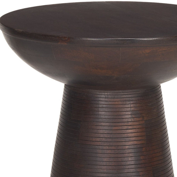 Redwood Solid Wood Round Pedestal End Table - Red