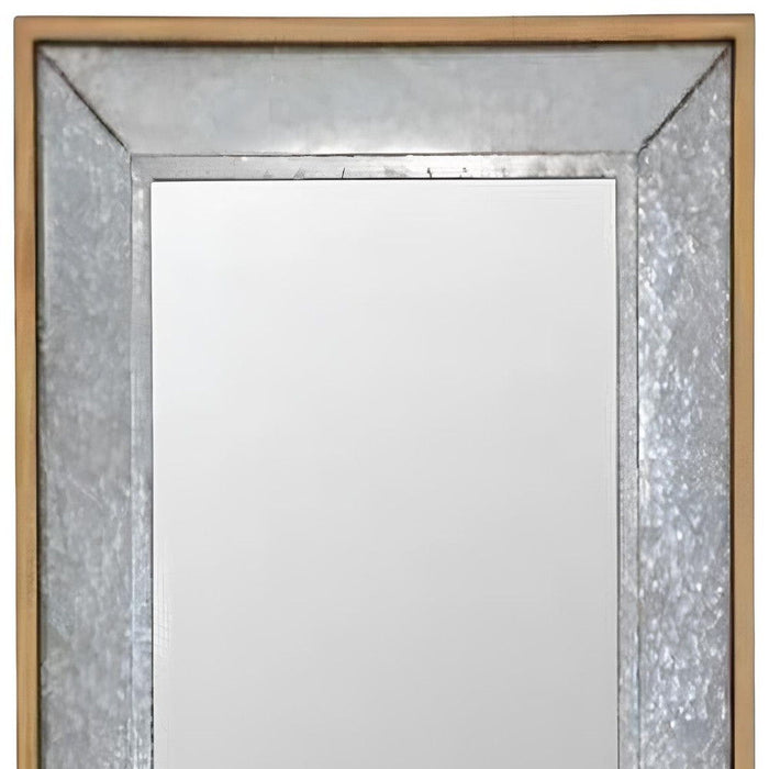 84" Metal And Wood Framed Leaning Accent Mirror - Gray / Brown