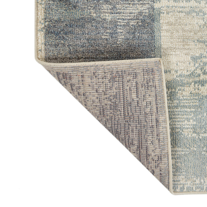 9' x 12' Blue Geometric Power Loom Area Rug - Gray And Light