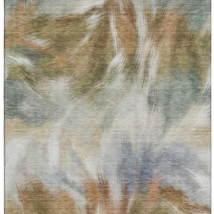 10' X 14' Abstract Washable Area Rug With UV Protection (717669) - Beige / Copper