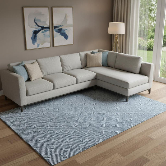 10' X 14' Abstract Geometric Washable Area Rug With UV Protection (672320) - Blue / Ivory