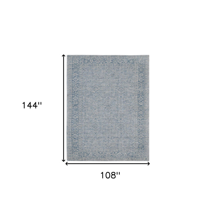 9' X 12' Wool Medallion Hand Woven Area Rug - Gray And Dark