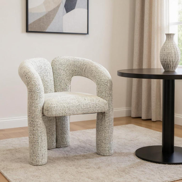 Upholstered Fabric Solid Wood Open Back Dining Arm Chair - Gray