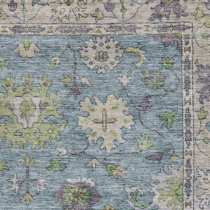 10' X 14' Oriental Washable Area Rug With UV Protection (716593) - Pale Aqua / Teal