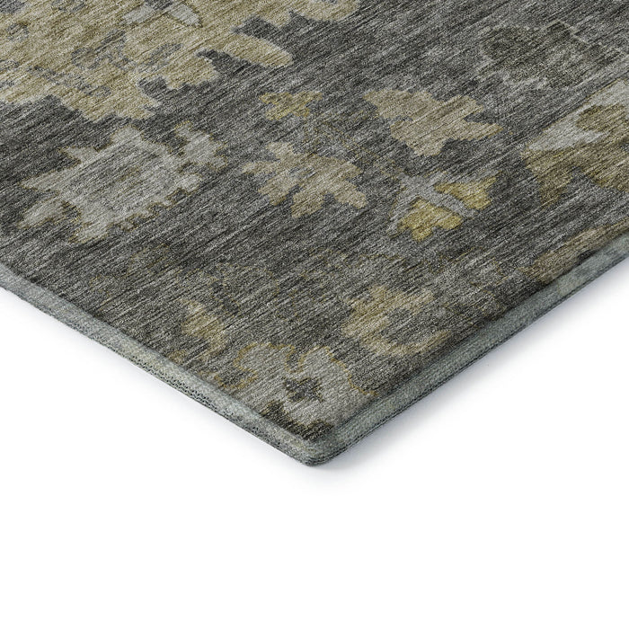 10' X 14' Floral Washable Area Rug With UV Protection (684522) - Gray / Gold / Beige