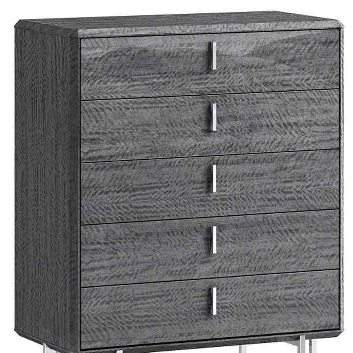 38" Wood Five Drawer Gentlemens Chest - Gray