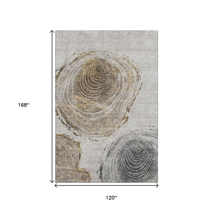 10' X 14' Woodland Lodge Washable Area Rug With UV Protection (657407) - Taupe / Brown / Ivory