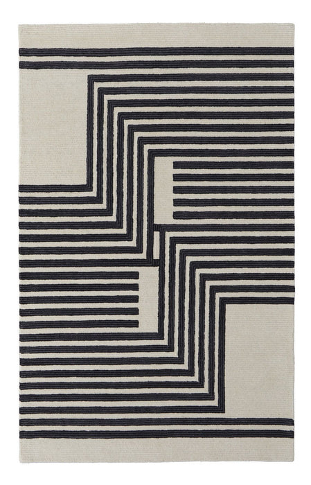 10' x 14' Wool Abstract Hand Tufted Area Rug - Gray And Black