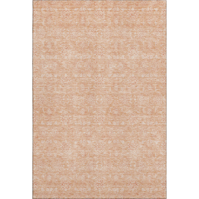 10' X 14' Floral Washable Area Rug With UV Protection (656915) - Peach / Ivory