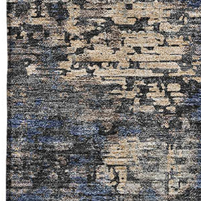 9' X 12' Abstract Washable Area Rug With UV Protection - Charcoal And Beige