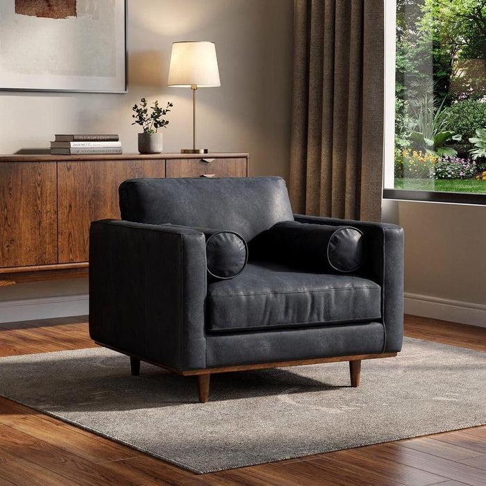 Leather Arm Chair - Black / Brown
