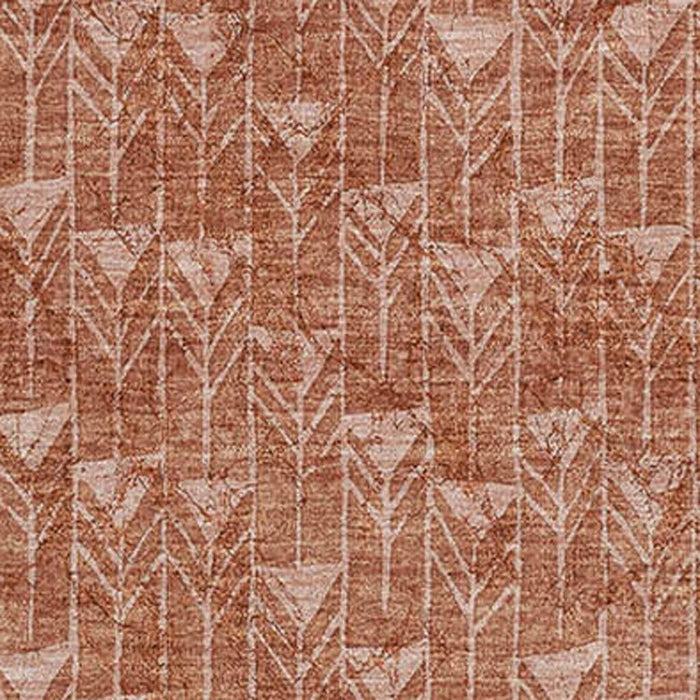 8' X 10' Geometric Washable Area Rug With UV Protection (647126) - Terra Cotta / Ivory