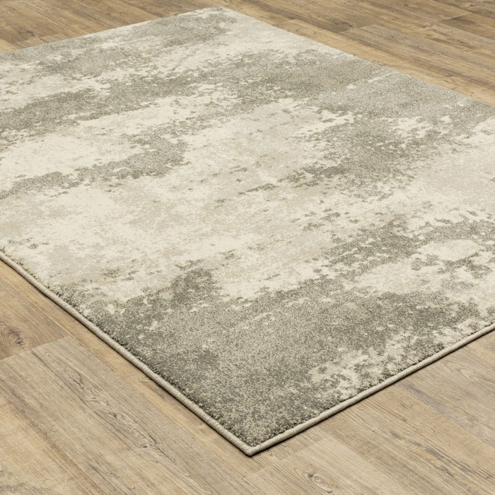 9.8' x 12.8' Abstract Power Loom Stain Resistant Area Rug - Beige And Grey