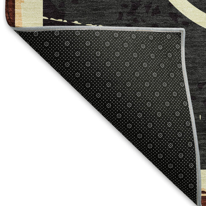 8' X 10' Geometric Washable Area Rug With UV Protection - Midnight