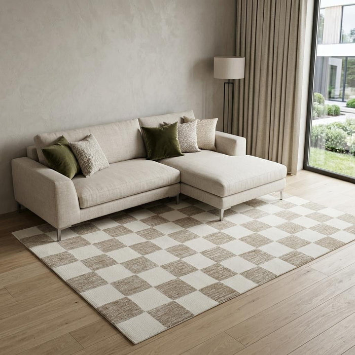 10' X 14' Checkered Area Rug (724063) - Beige / Brown