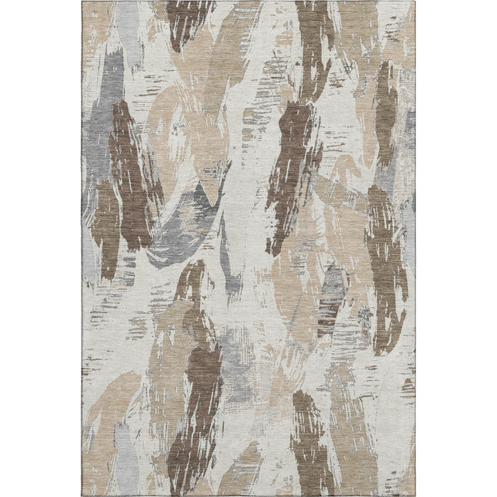 10' X 14' Abstract Washable Area Rug With UV Protection (694652) - Ivory / Khaki / Taupe
