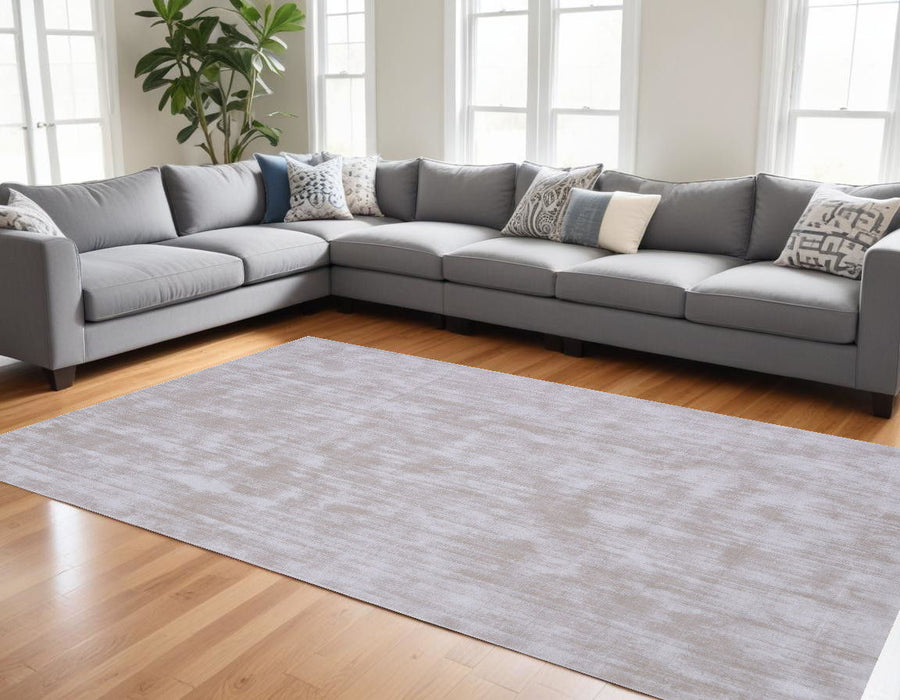 9' x 12' Gray Abstract Hand Loomed Area Rug - Ivory And Light