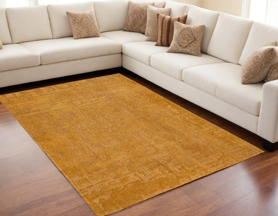 4' x 6' Abstract Non Skid Area Rug - Yellow