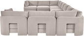 Meridian Furniture Hammond velvet performance fabric 10-piece sectional with plush cushions and modern upholstered design.